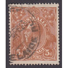 Australian    King George V    5d Chestnut   Single Crown WMK  Plate Variety 1L22